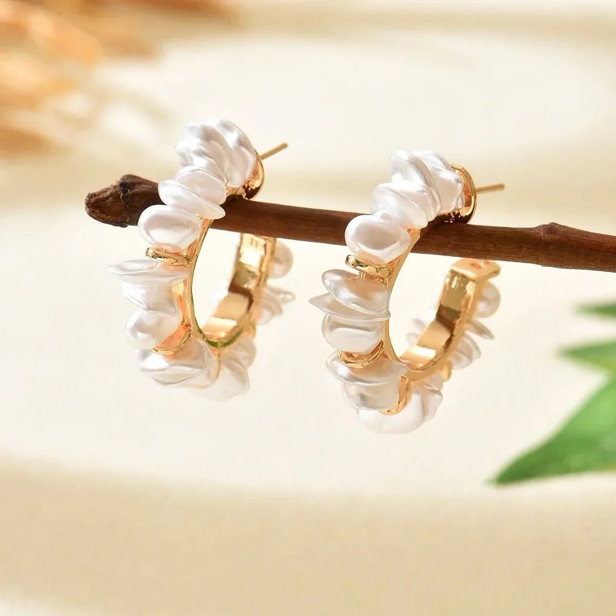 Baroque Pearl Hoop Earrings