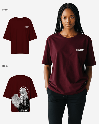 G West Womens Oversized Angel Girl Tee