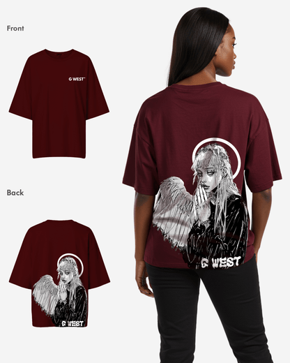 G West Womens Oversized Angel Girl Tee
