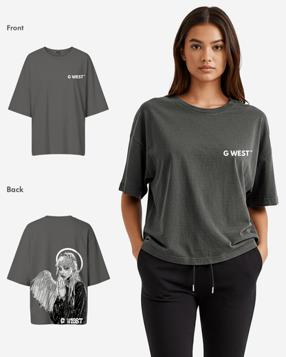 G West Womens Oversized Angel Girl Tee