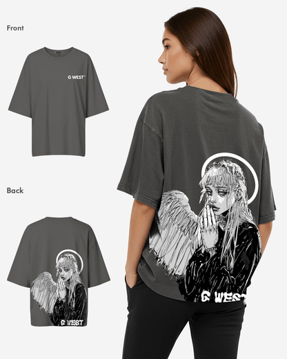 G West Womens Oversized Angel Girl Tee