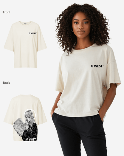 G West Womens Oversized Angel Girl Tee