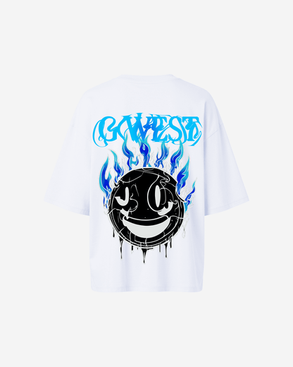 G West Womens Oversized Aqua Smile Tee