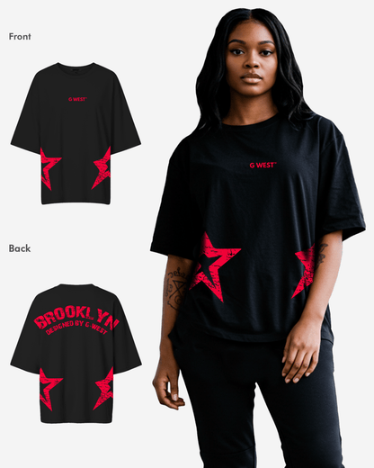 G West Womens Oversized Brooklyn Arch Logo Tee