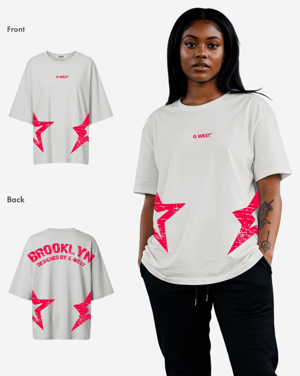 G West Womens Oversized Brooklyn Arch Logo Tee