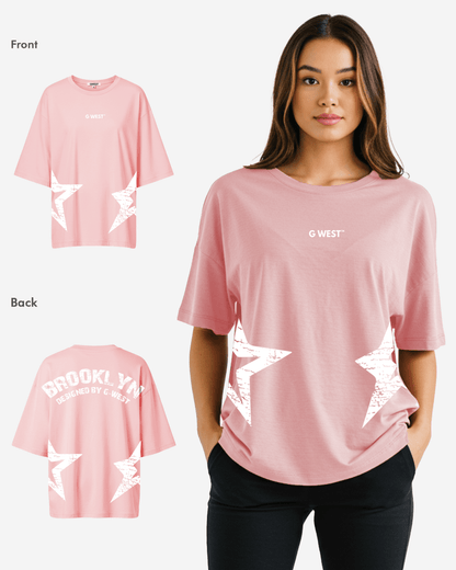 G West Womens Oversized Brooklyn Arch Logo Tee