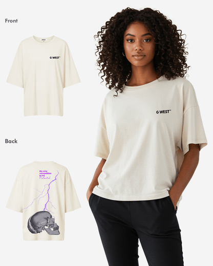 G West Womens Oversized Lighting Skull Tee