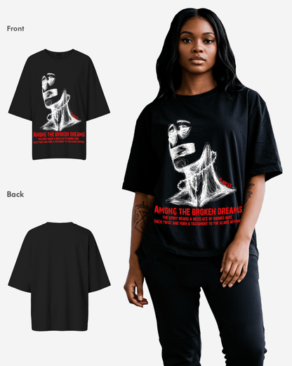 G West Womens Oversized Sinner Black Tee