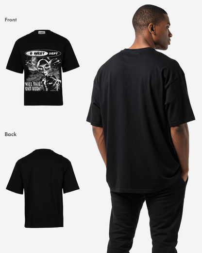 G West Rhinestone Not My Earth Oversized T-Shirt Mens