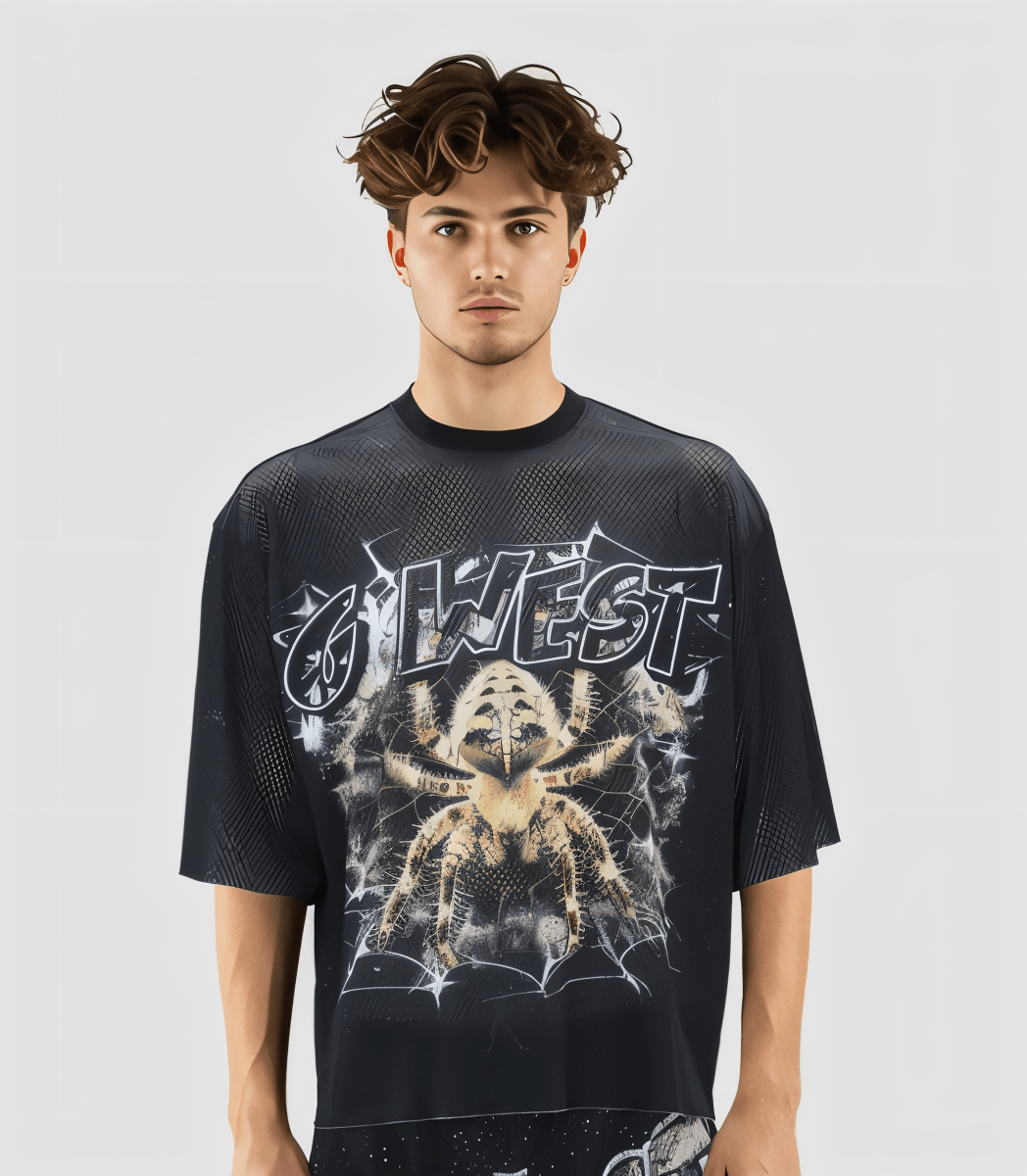 G West Rhinstone Spider 3.0 3/4 Sleeves Mesh Short Set