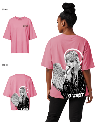 G West Womens Oversized Angel Girl Tee