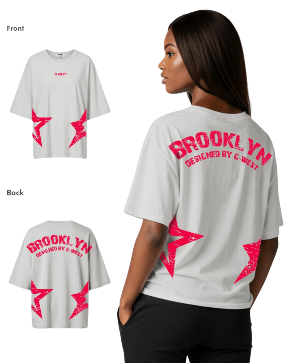 G West Womens Oversized Brooklyn Arch Logo Tee