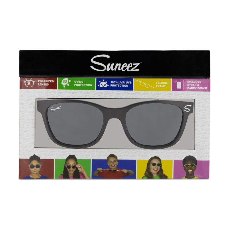 Suneez Polarised Kids Sunglasses Flexible Black 5-12 years