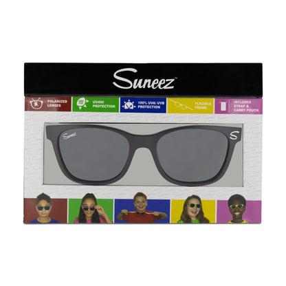 Suneez Polarised Kids Sunglasses Flexible Black 5-12 years