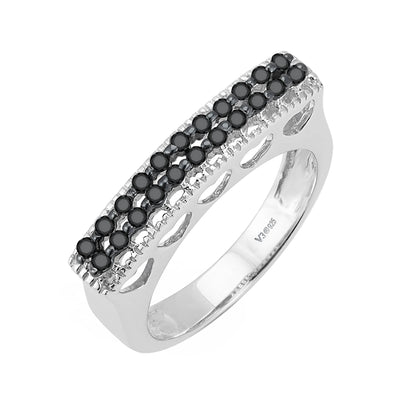V3 Jewelry Sterling Silver Natural Black Diamond Band Ring