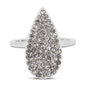 Covet Rhodium Plated Cubic Zirconia Teardrop Pave Ring - Size O