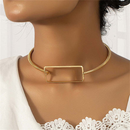 Goldtone Openwork Rectangle Choker Necklace