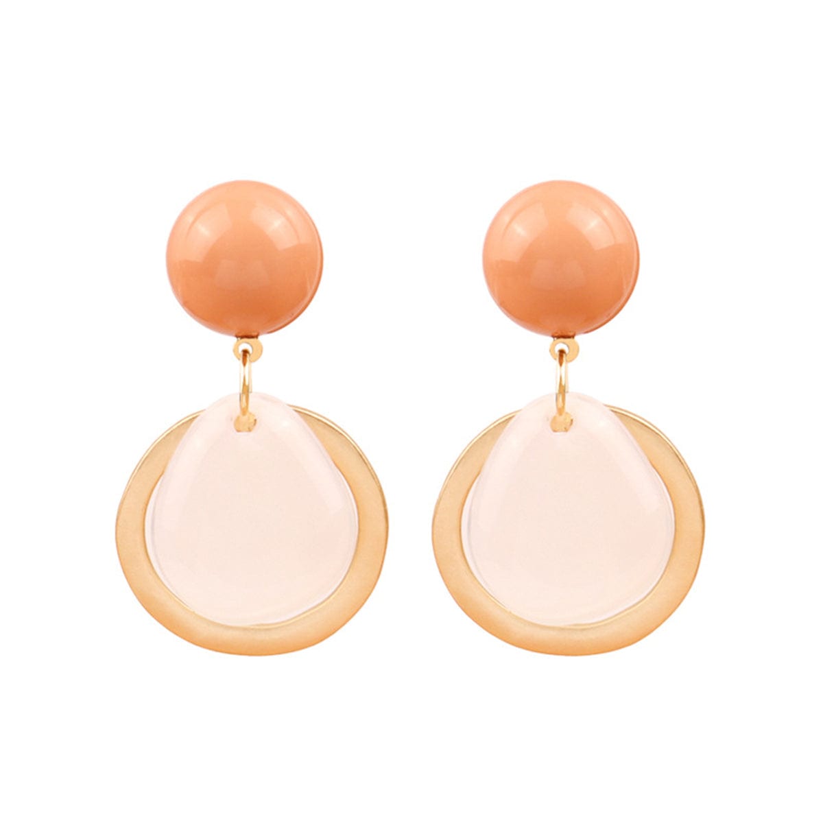 Beige & Goldtone Two-Tier Drop Earrings