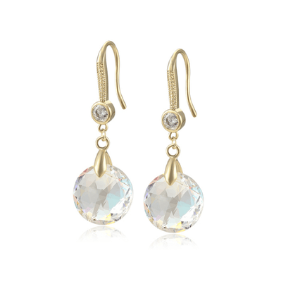 Aurora Borealis Swarovski Crystal Earrings – Goldtone Aurora Borealis Swarovski Crystal Drop Earrings