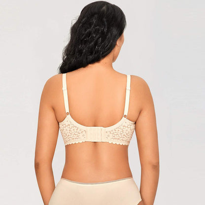 Floral Lace Unlined Minimizer Full Coverage Underwire Bra