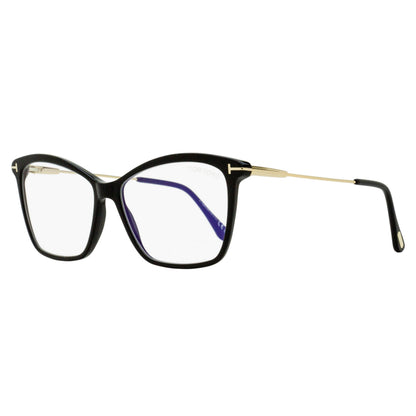 Tom Ford Butterfly Blue Block Eyeglasses TF5687-B 001 Black/Gold 56mm Ft5687