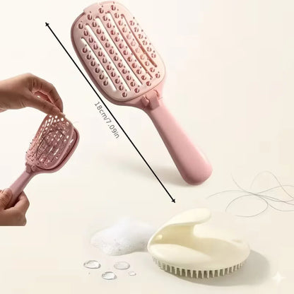Foldable Self-Clean Detangler Brush