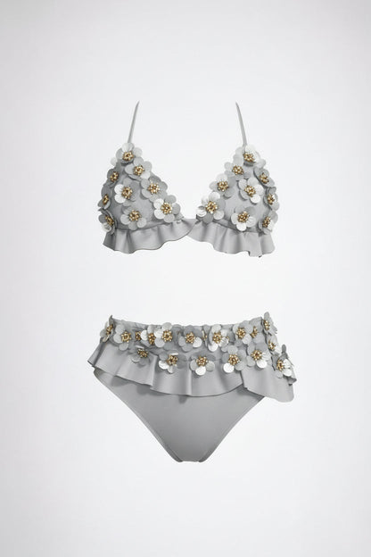 Christian Audigier Flora High Waist Bikini Silver BM061-818