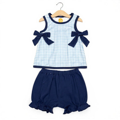 Classic Navy Gingham Bloomer Set