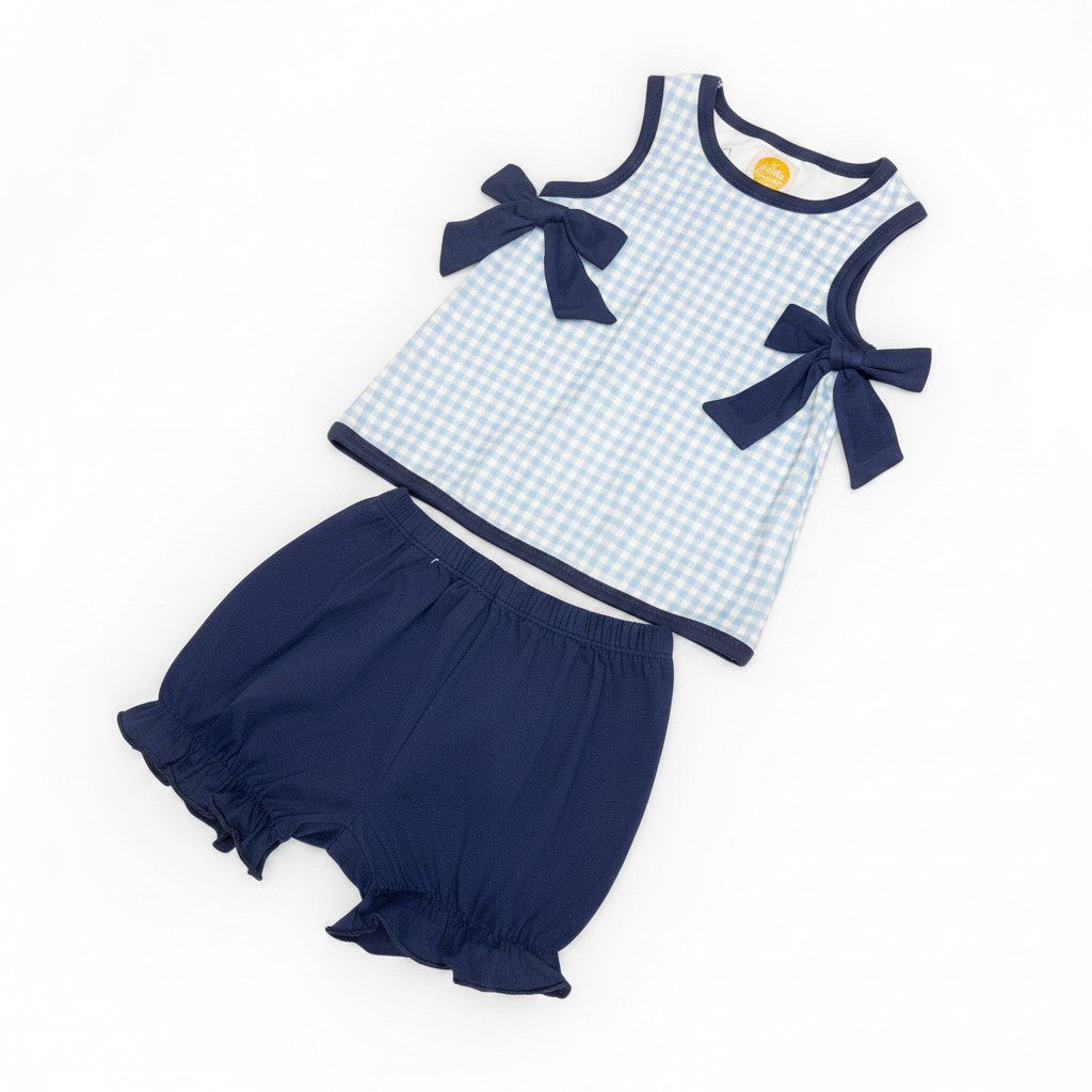 Classic Navy Gingham Bloomer Set