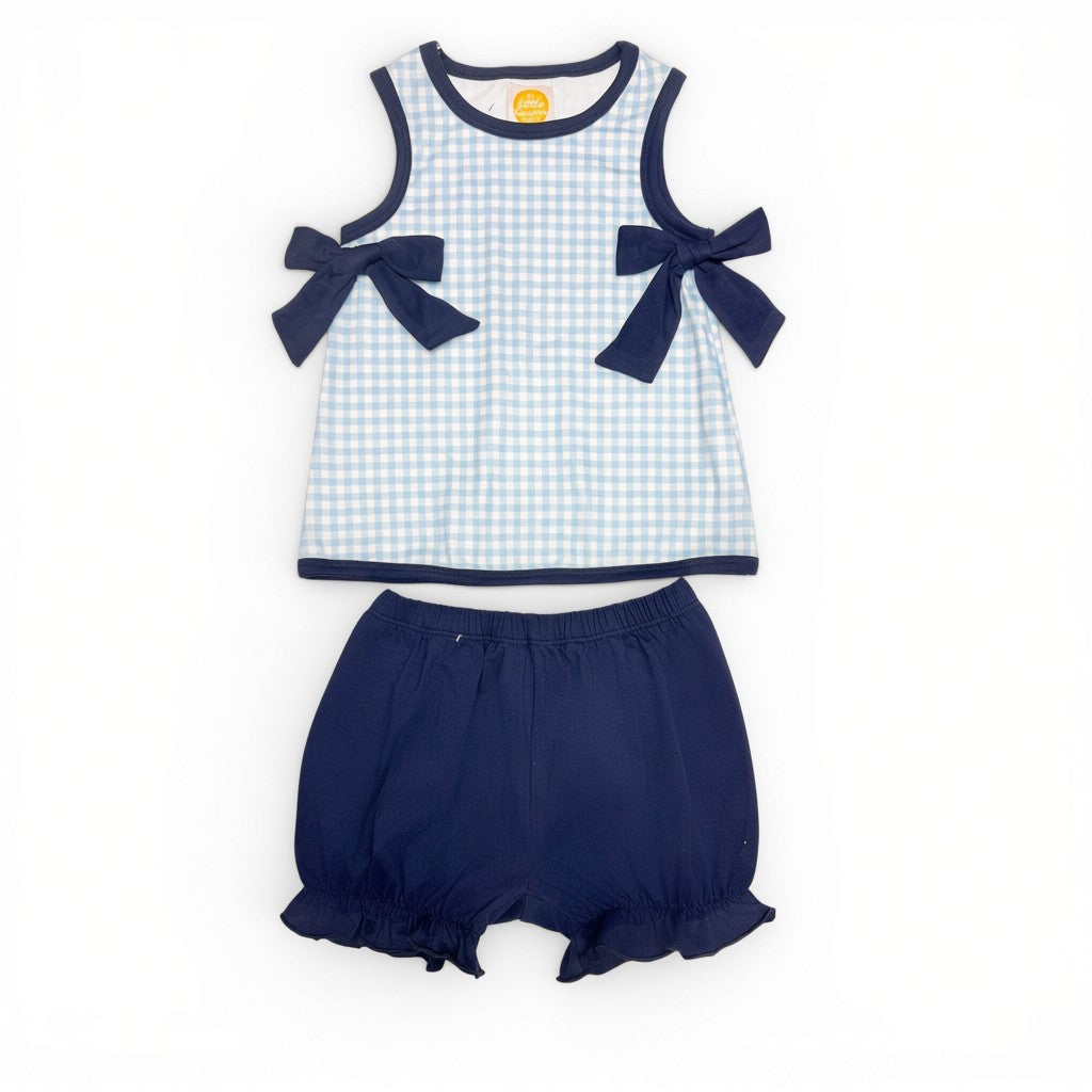 Classic Navy Gingham Bloomer Set