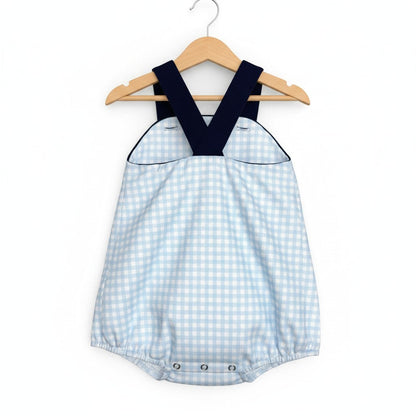 Classic Navy Gingham Bubble Romper