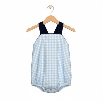 Classic Navy Gingham Bubble Romper