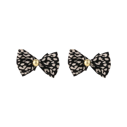 Black & Goldtone Leopard Bow Stud Earrings