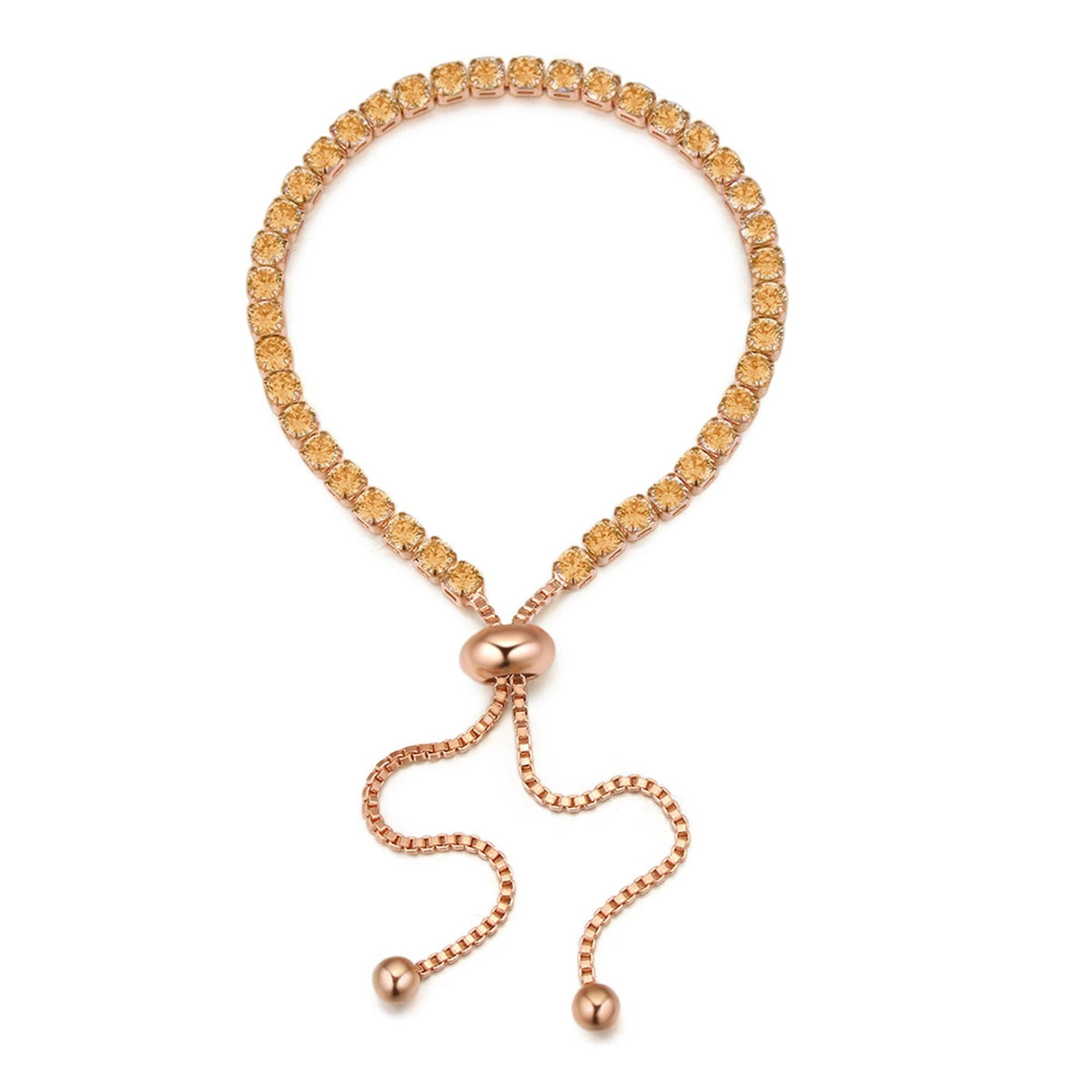 Gold Topaz Swarovski Crystal Bracelet – Classic Crystals Adjustable Tennis Bracelet
