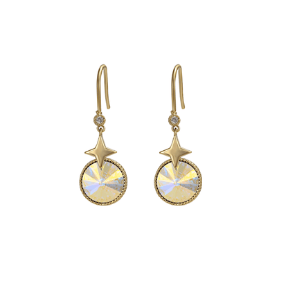 Aurora Borealis Swarovski Crystal Earrings – Goldtone Aurora Borealis Swarovski Crystal Star Drop Earrings