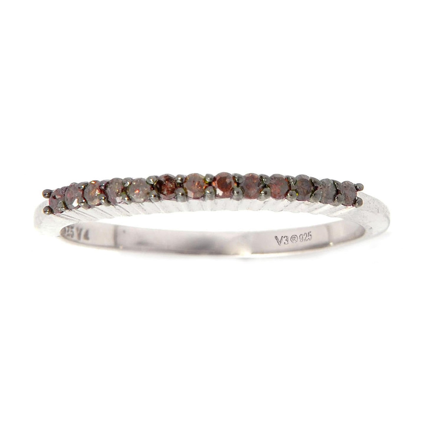 Natural Red Diamond Band Ring Sterling Silver