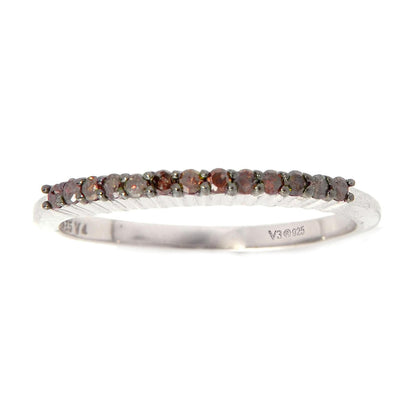 Natural Red Diamond Band Ring Sterling Silver
