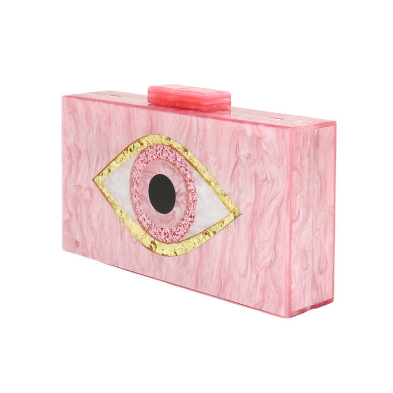 Glittered Evil Eye Celluloid Acetate Clutch Crossbody Bag