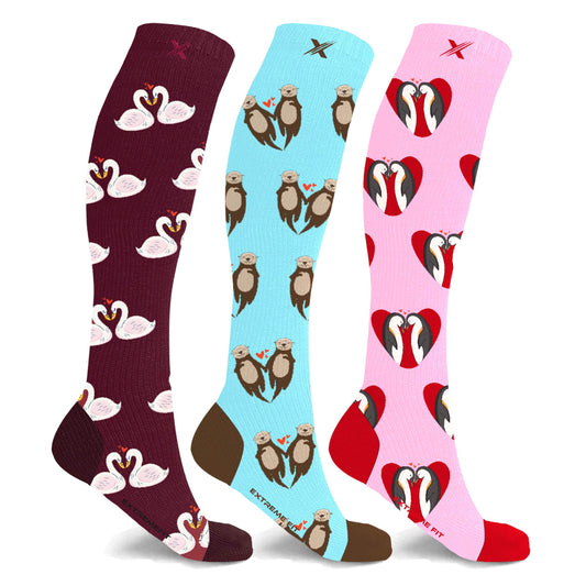 Extreme Fit 3-Pairs Fun and Love Comfortable All day Wear Compression Socks