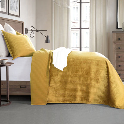 Elegant Comfort 3-Piece Velvet Corduroy Stripe Quilted Bedspread Coverlet Set