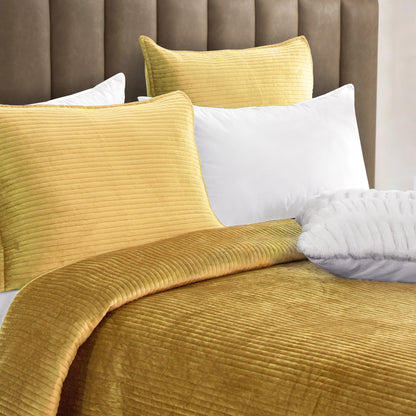Elegant Comfort 3-Piece Velvet Corduroy Stripe Quilted Bedspread Coverlet Set