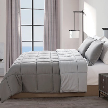 Elegant Comfort Reversible 3-Piece Box Stitched Comforter & Shams - Duvet Insert with 4 Corner Tabs