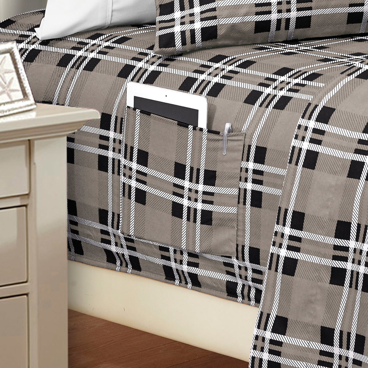 Elegant Comfort 6-Piece Plaid Pattern Bed Sheet Set - Soft as a Hotel Premium Quality