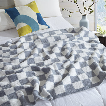 Elegant Comfort 50" x 70"  Ultra Soft Checkered Knitted Throw Blanket