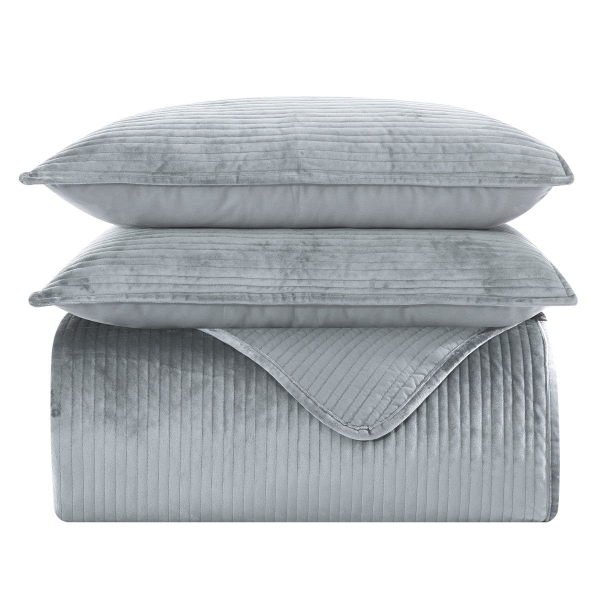 Elegant Comfort 3-Piece Velvet Corduroy Stripe Quilted Bedspread Coverlet Set