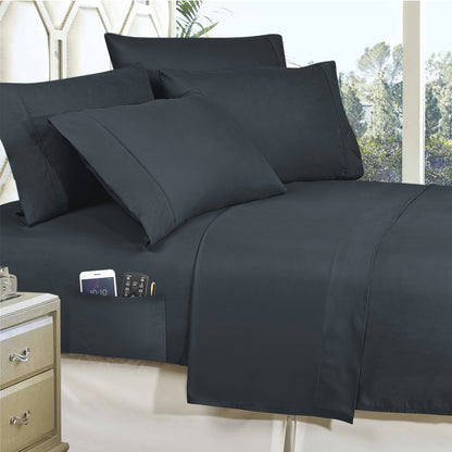 Elegant Comfort 8-Piece Lodge Plaid and Patch Reversible Comforter Set - Includes 4-Piece Sheet Set with Double Sided Storage Pockets