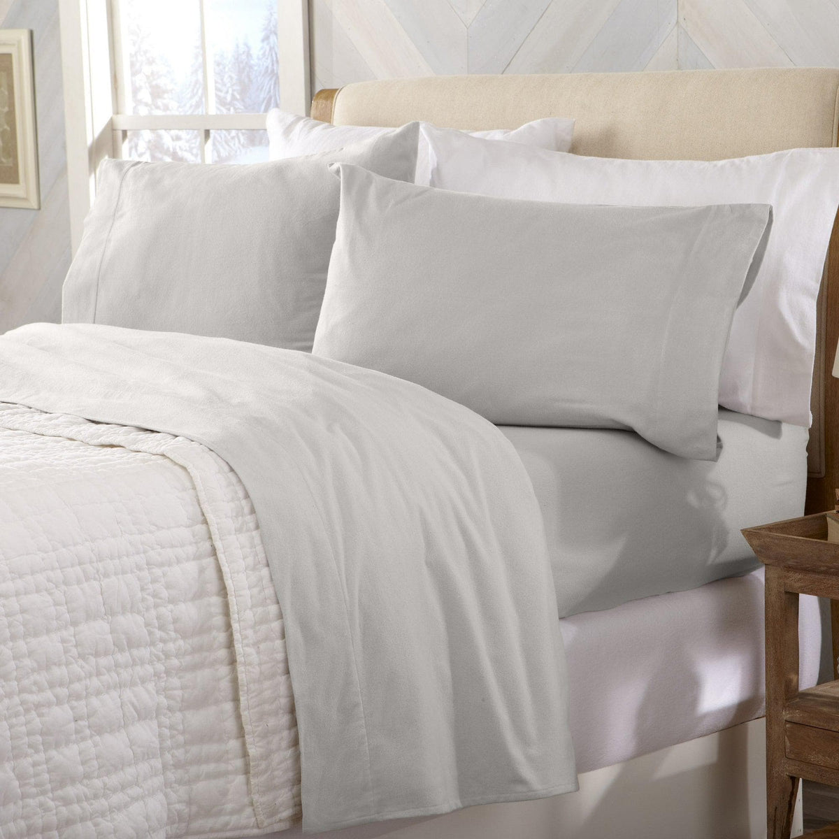 Cotton Solid Flannel Sheet - Nordic Collection