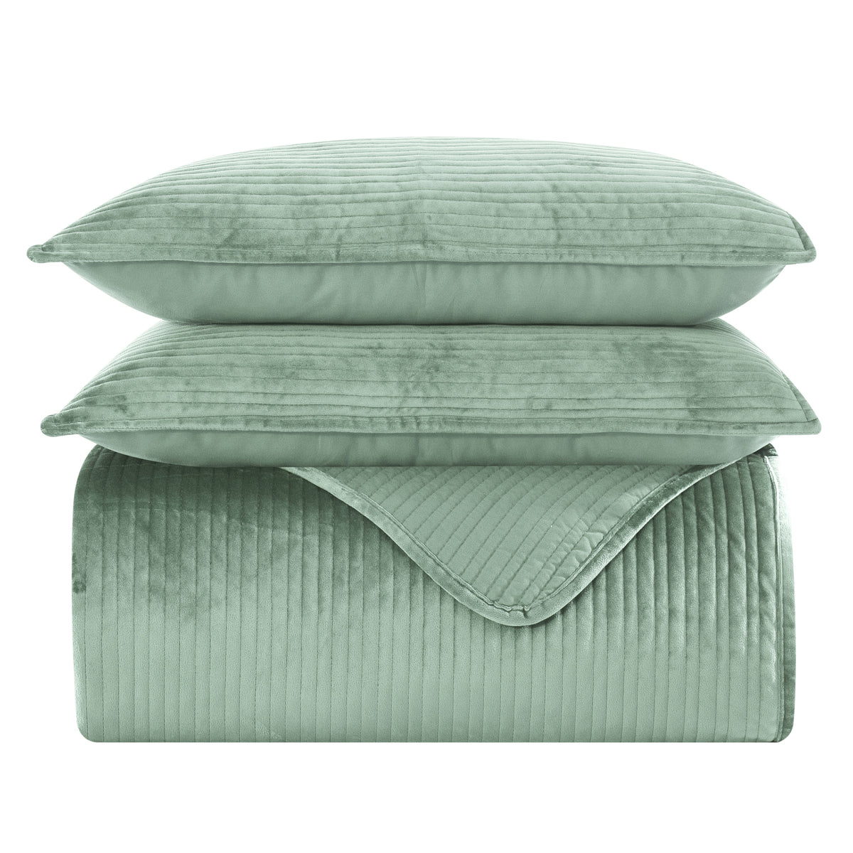 Elegant Comfort 3-Piece Velvet Corduroy Stripe Quilted Bedspread Coverlet Set