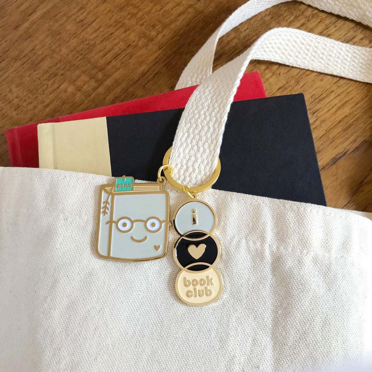 Book Lover Enamel Keychain