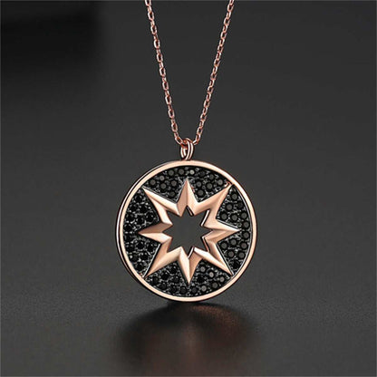 Black Cubic Zirconia & Rose Goldtone Sun Pendant Necklace